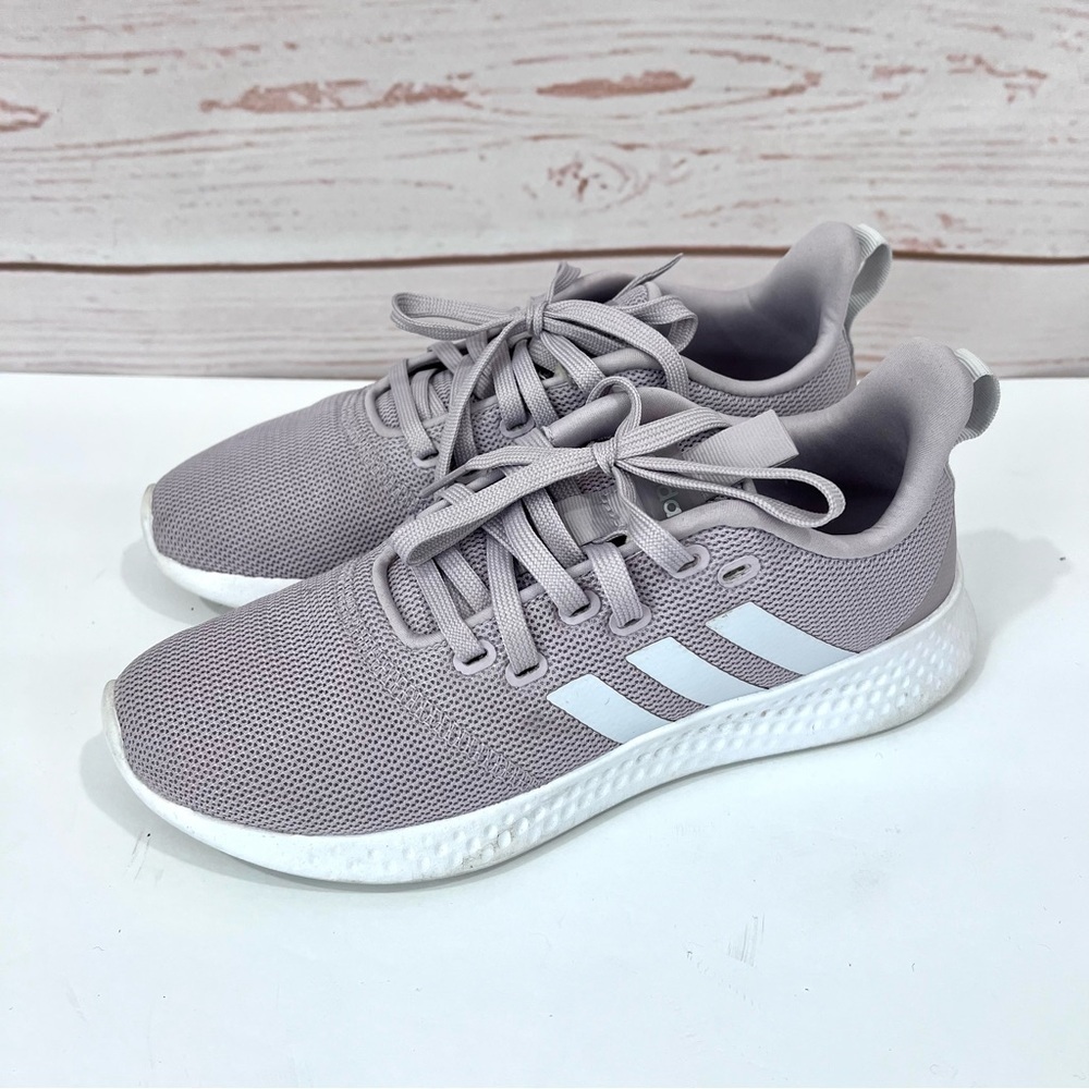 Adidas 3 Stripe Lavender Lilac Cloudfoam Comfort Athletic Sneakers